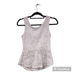 White Lace Tank Bow Tie Back Size Medium